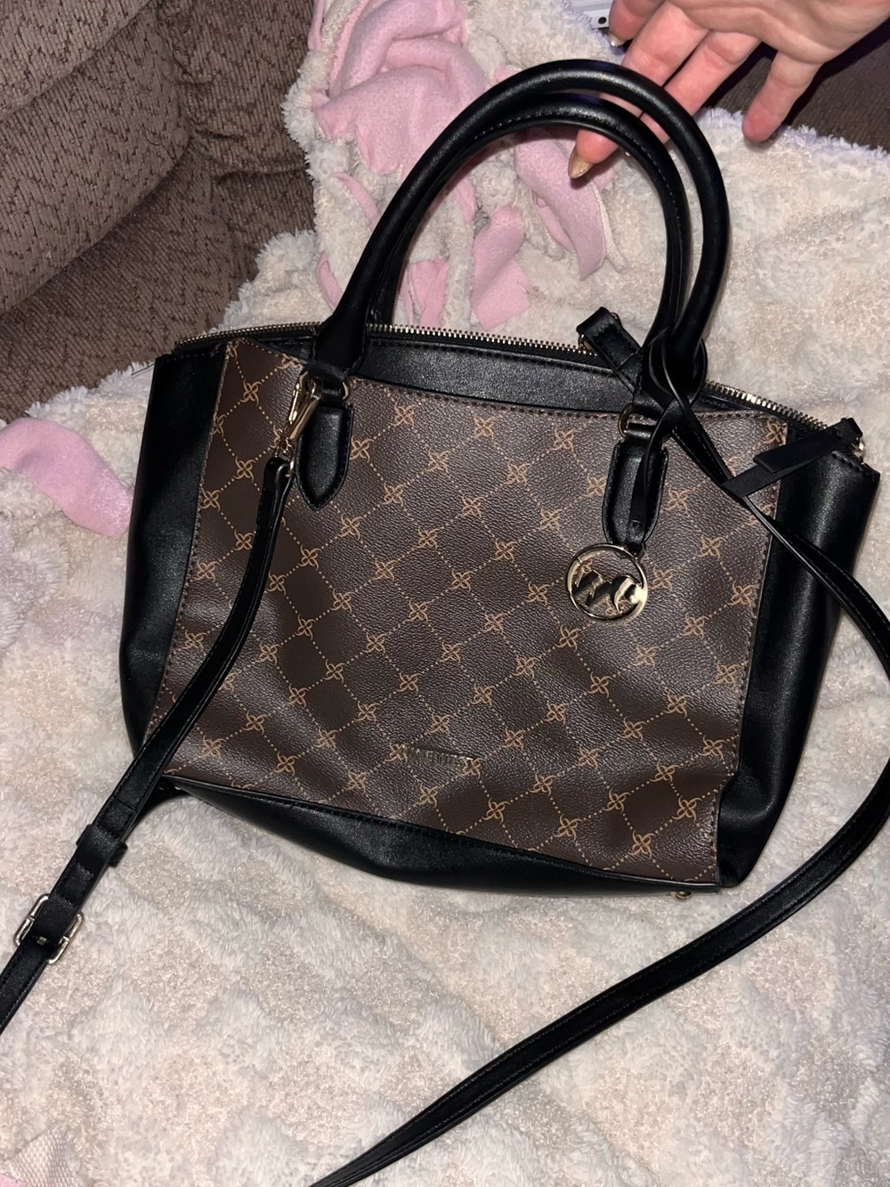 Nine West Brown and Black Tote Satchel
